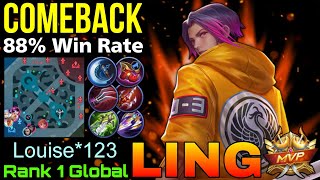 88% Win Rate Ling Comeback Gameplay - Top 1 Global Ling by Louise*123 - Mobile Legends screenshot 2