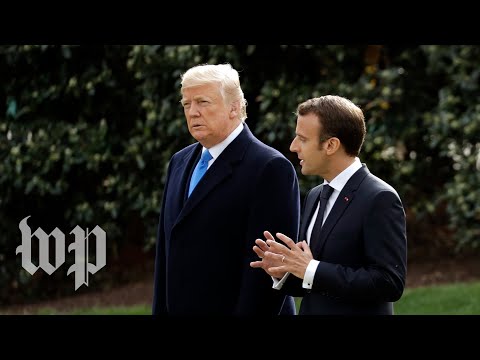 Donald Trump and Emanuel Macron hold a meeting