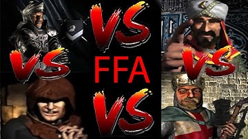 WOLF VS SALADIN VS ABBOT VS LIONHEART | FREE FOR ALL | Stronghold Crusader aggressive AI