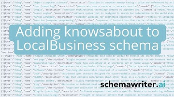 How to add Knowsabout entities to Local Business schema in schemawriter   automated
