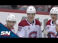 Canadiens' Cole Caufield Feeds Juraj Slafkovsky With Midair Dime To Open Scoring image