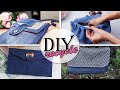 DIY HOW TO RECYCCLE OLD JEANS PURSE BAG IDEAS JUST CUT AND SEW STEPS