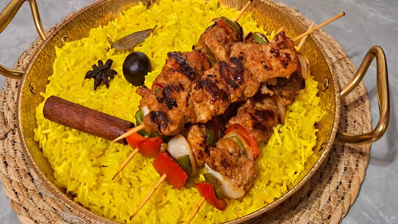 شيش طاووق بألذ تتبيلة مع ارز بسمتى بطريقة المطاعم الطعم رهيب لازم تجربوهم
