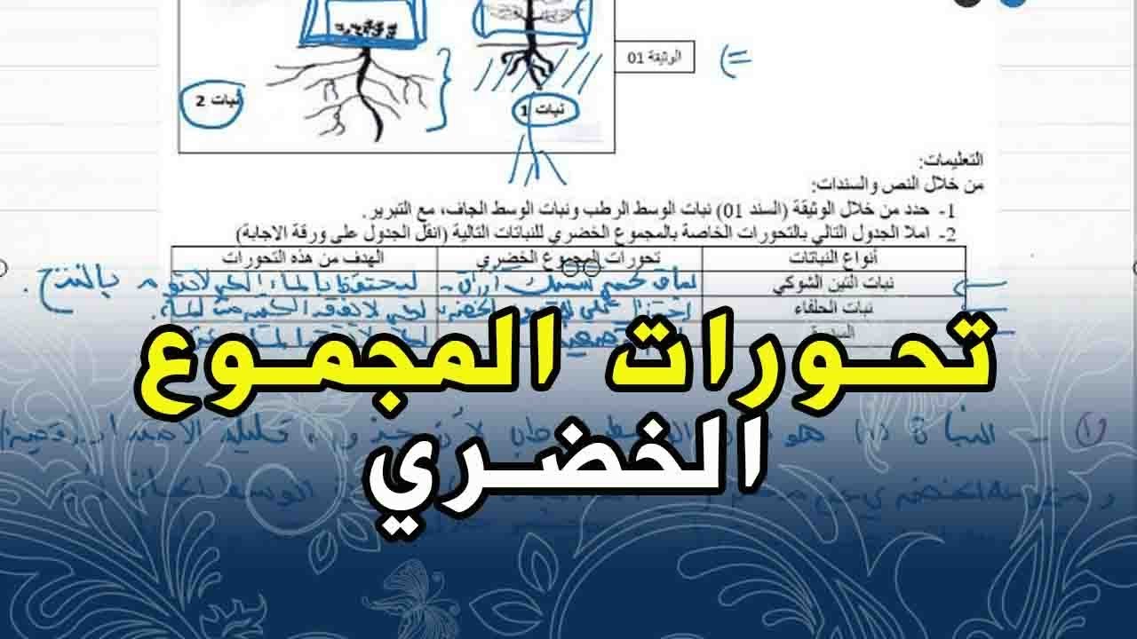 علوم طبيعية السنة الثانية متوسط تمرين على التحورات النباتية