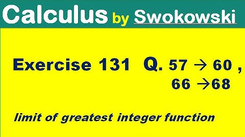 Calculus by Swokowski Exercise 1.3 Q 57 to 60 & 66 to 68. limit of greatest integer function.