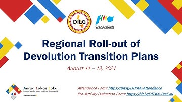 Regional Roll-out of Devolution Transition Plans Day 1 Second Half