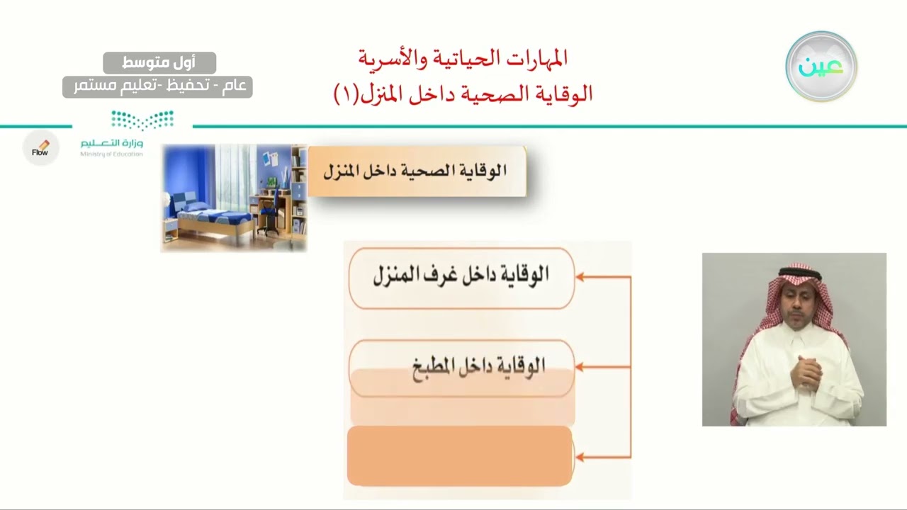 الوقاية الصحية داخل المنزل ١ - المهارات الحياتية والأسرية - أول متوسط