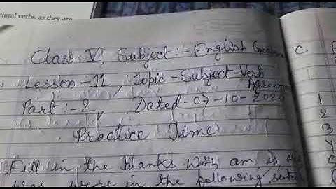 Class- 5, English Grammar, Lesson- 11,Topic- Subject Verb Agreement, Part- 2, 07/10/2020