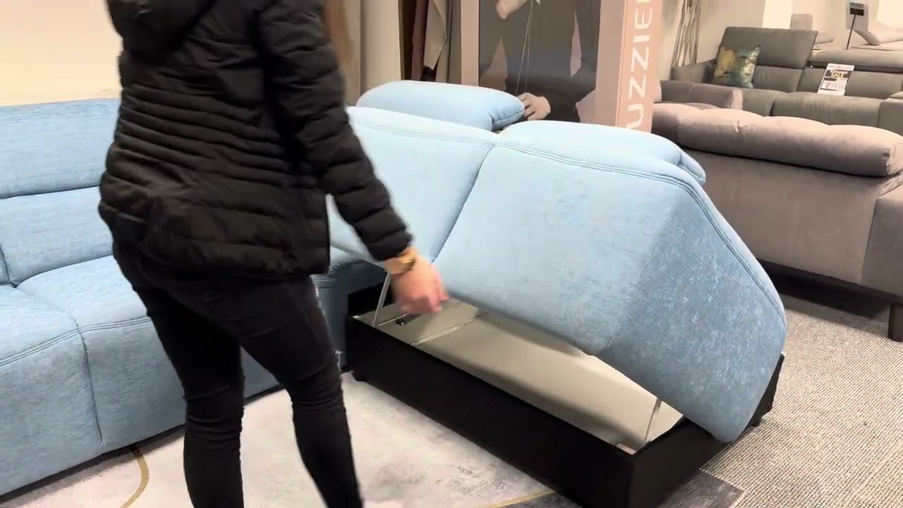 Blue fabric, Corner, Sofa Bed, modern contemporary designer, storage converts chaise headrests ￼