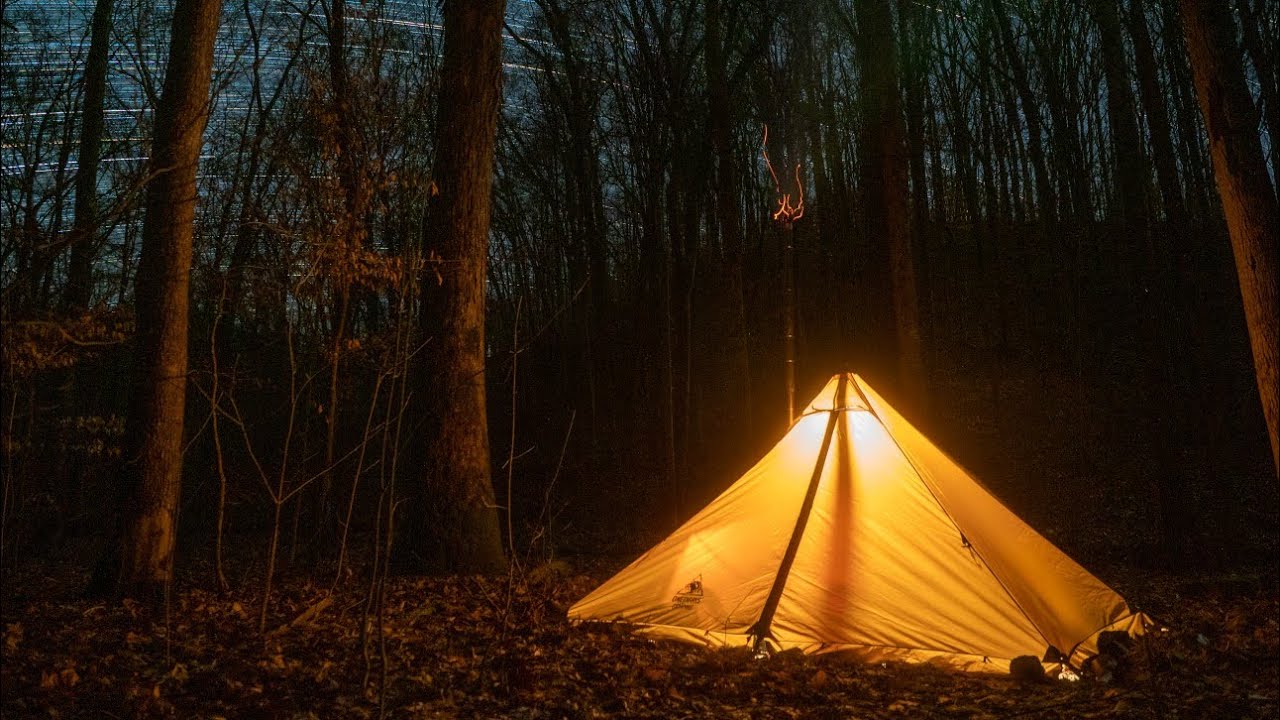SOLO Bushcraft Winter Camping in a Hot Tent