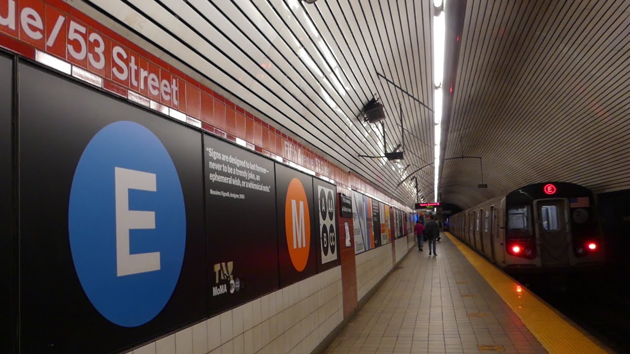 IND 53rd St Line: R160A-2/R160B E Trains & R160A-1 M Trains at 5th Ave ...