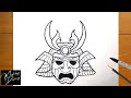 How to draw a samurai helmet easy step by step