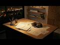Late Night Architect Desk Ambience 🏙️ City Sounds, Cat Purring & Page Turning (1 Hour)