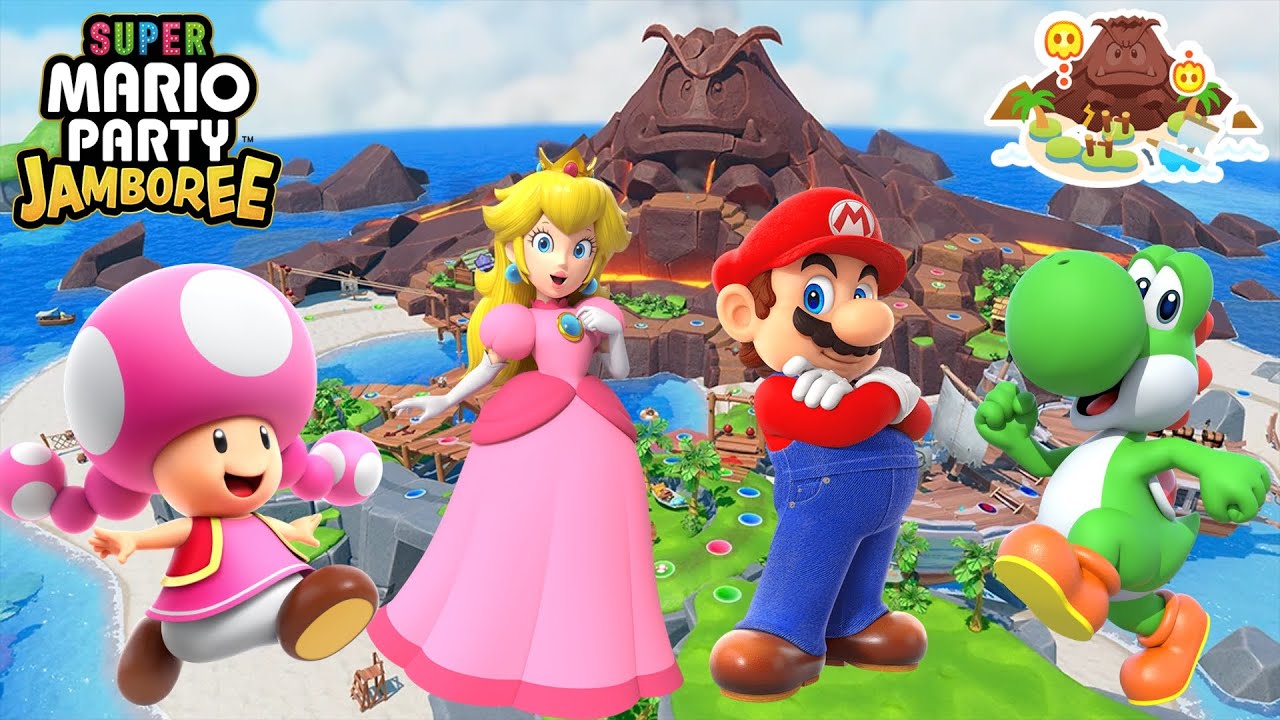 Super Mario Party Jamboree - Toadette vs Peach vs Mario vs Yoshi - Goomba Lagoon