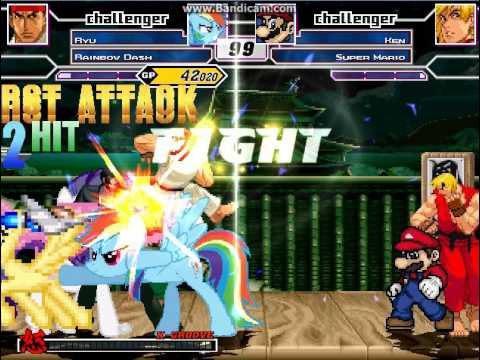 ST9 M.U.G.E.N Request #92 Ryu R.dash Fluttershy & Rarity VS Ken Super Mario P.Kyo & Charlie