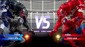 Black Spider-man and Venom vs Spider-man and Carnage MARVEL VS. CAPCOM Infinite