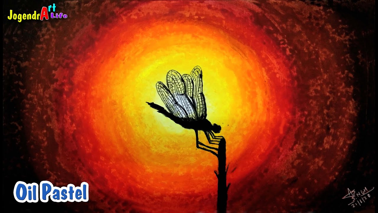Dragonfly Painting with Oil Pastel for Beginners | Oil Pastels Painting ...