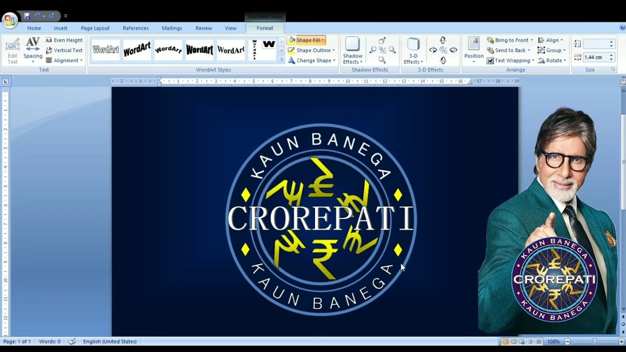 ||How to draw KBC logo Design | on your computer in MS word | KBC Logo design|