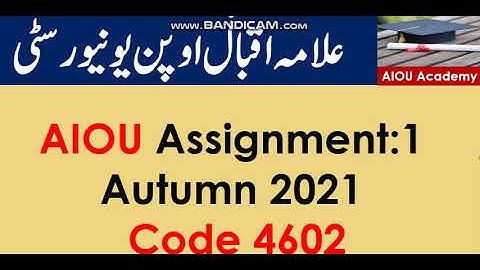 AIOU Code 4602-1 Solved Assignment No.1 Autumn 2021