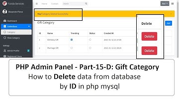 PHP Admin Part-15-D: Category - How to Delete data from database by id in php mysql