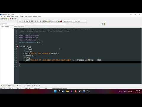 Type Casting Example on || Program to get fractional result from division of two integers || C++