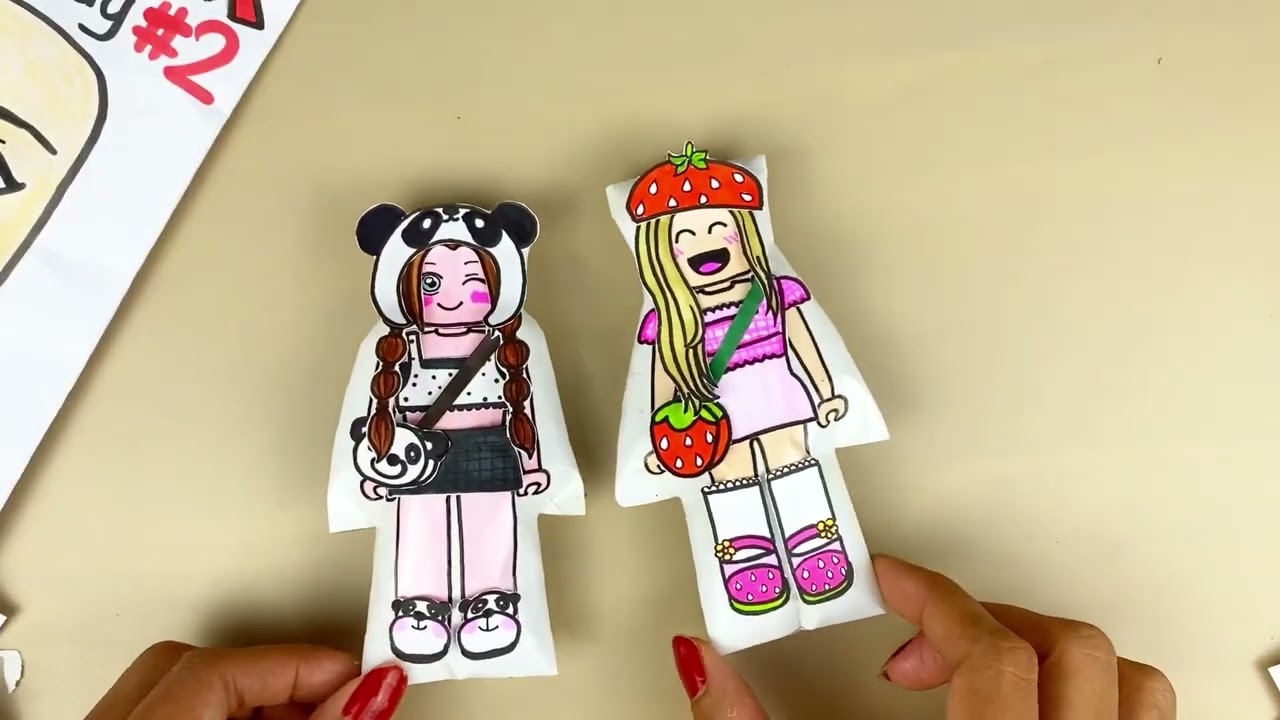 Paper DIY Roblox Blind Bag 2 🐼🍓 Panda Girl and Strawberry Girl  How to make Paper doll