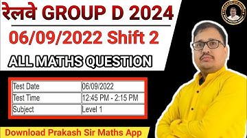 RRB Group D 2024 Maths | Group D September 6, 2022 Shift 2 Solutions | RRB GROUP D MATHS