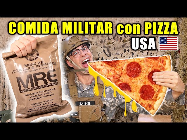 Degustación del menú 23 del MRE militar estadounidense con pizza de  pepperoni