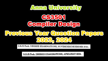 CS3501 | Compiler Design | Anna University | Old Question Papers | Previous Year Papers | Nov Dec 25