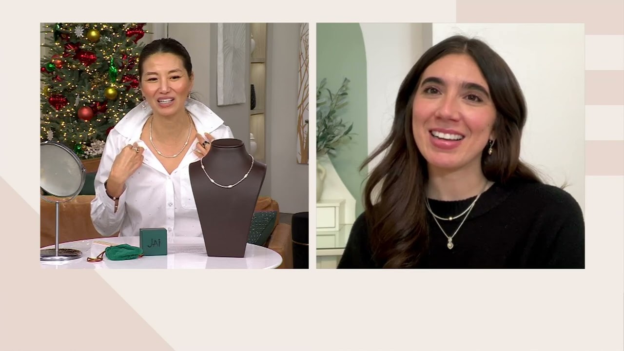 JAI Sterling &amp; 14K Gold Diamond Station Box Chain Necklace on QVC