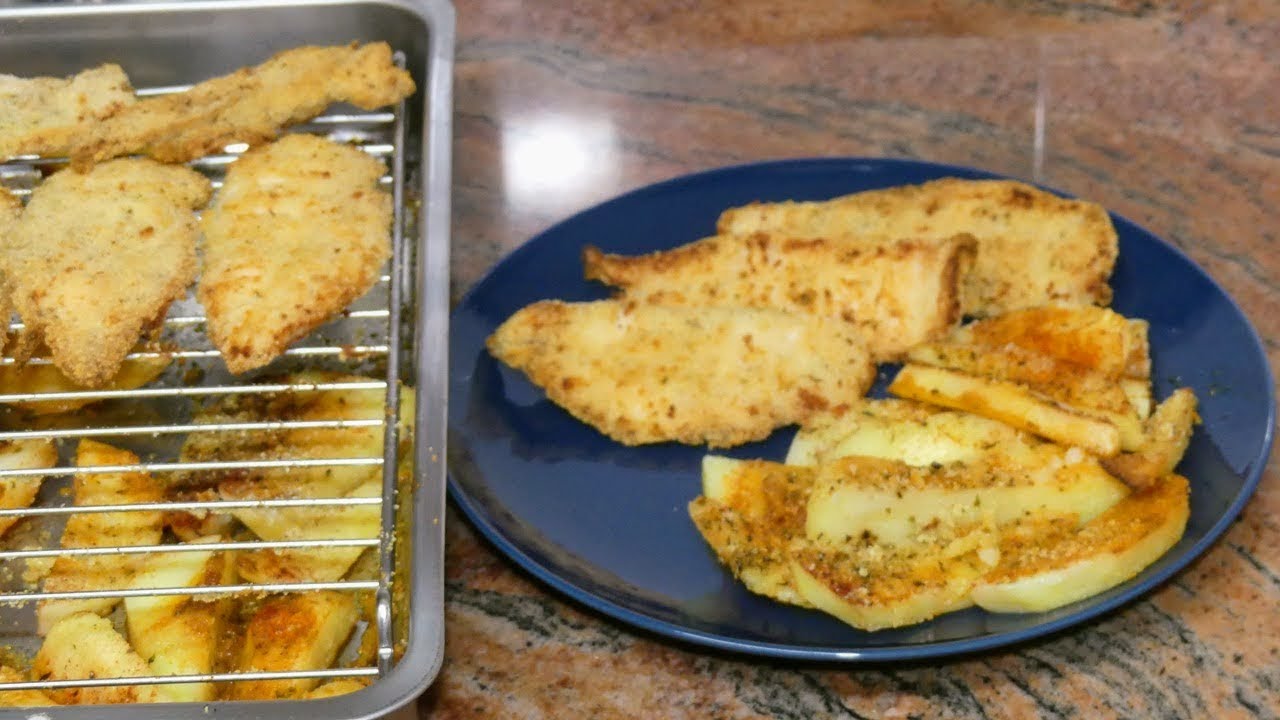 Хрустящие куриные стейки с запеченным картофелем