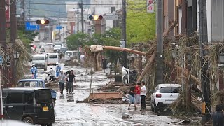 熊本の球磨川氾濫　人吉市内の被災状況