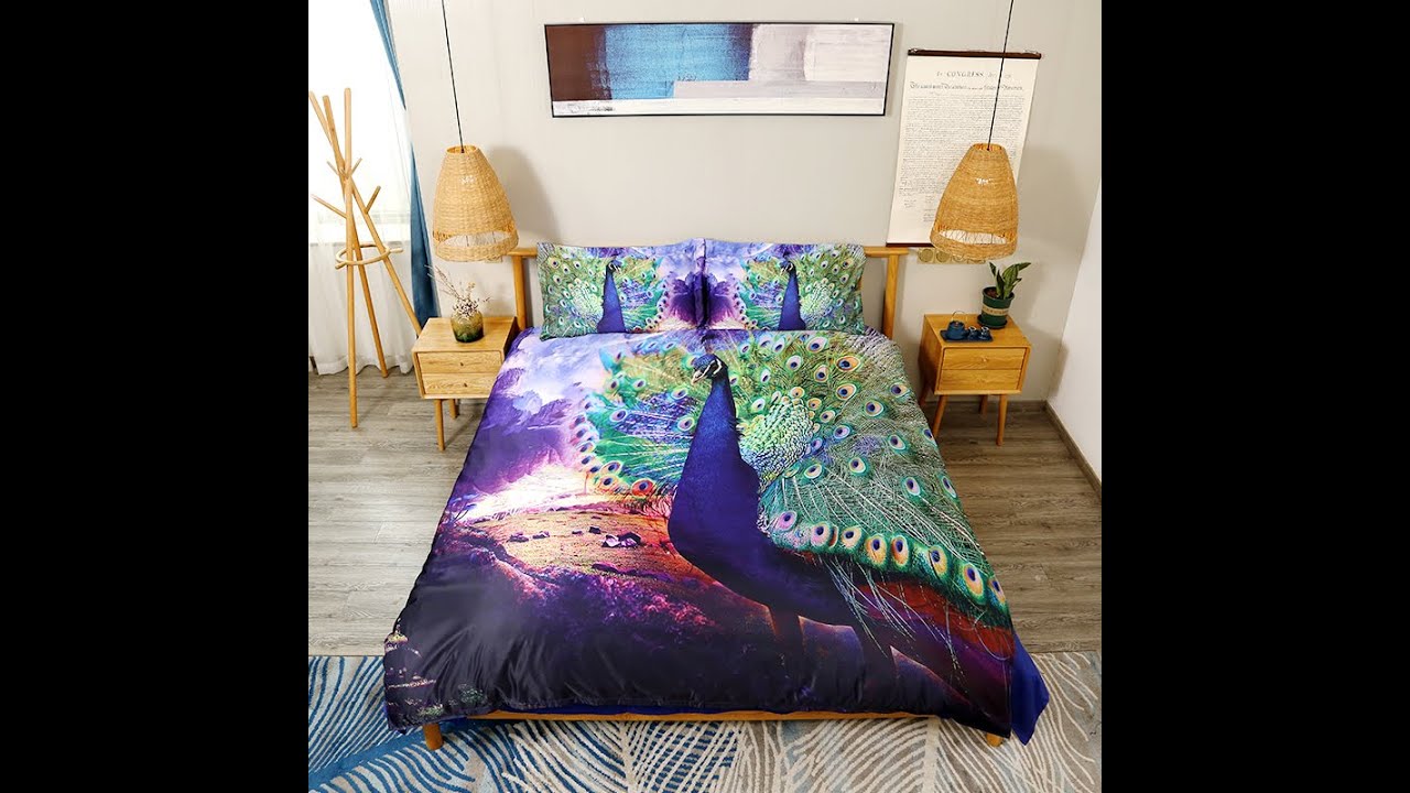 3D Peacock Animal Print 4 PCS Bedding Set/Duvet Cover Set High-Quality Microfiber Polyester