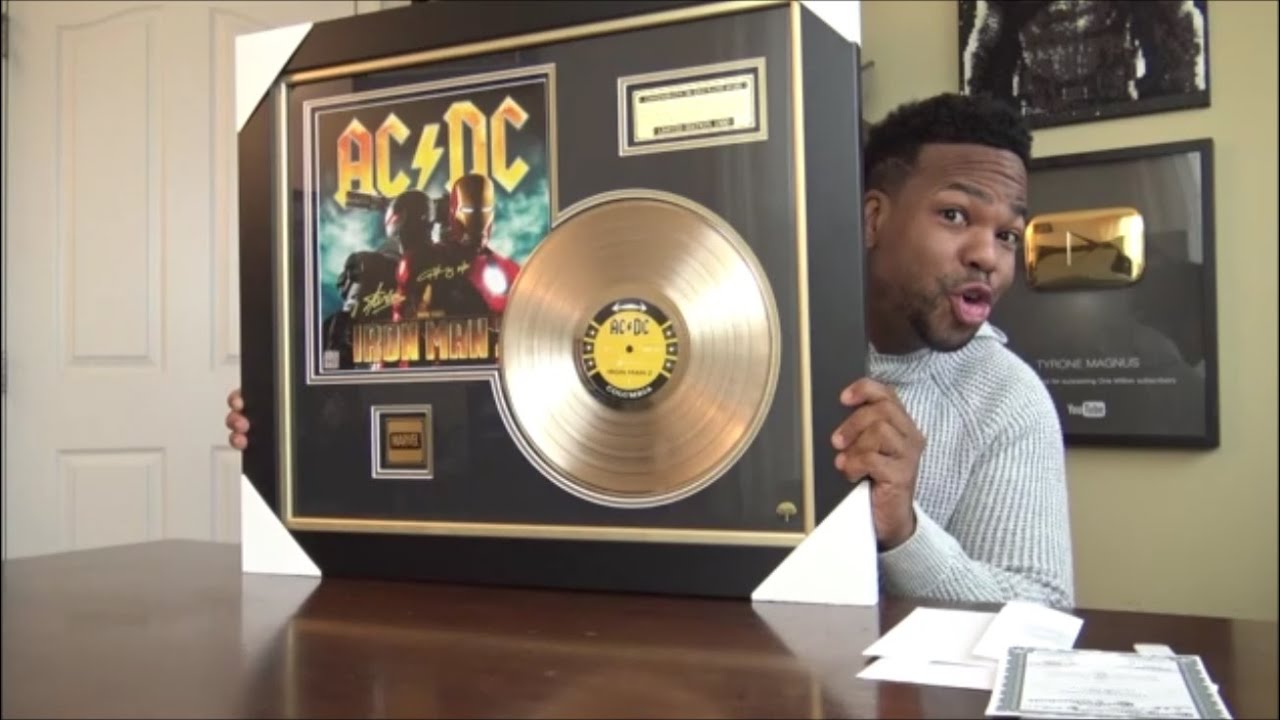 AC/DC IRON MAN 2 SOUNDTRACK LIMITED SIGNATURE EDITION STUDIO LICENSED GOLD LP CUSTOM FRAME UNBOXING!