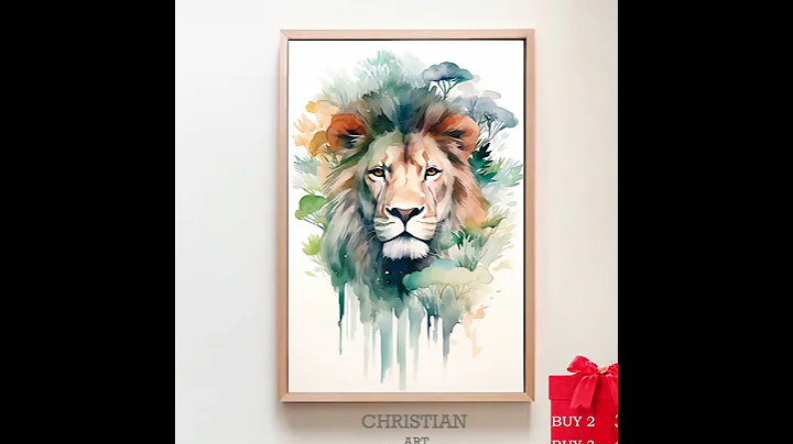 Lion And Jesus Canvas Art, Lion Of Judah, Church Decor, God Wall Art Home Decor, Gift For Christians