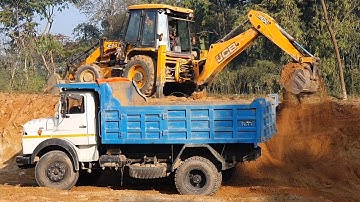 JCB Backhoe Cutting Soil and Loading in Dump Truck - Dump Truck Carrying Soil - JCB Video 20