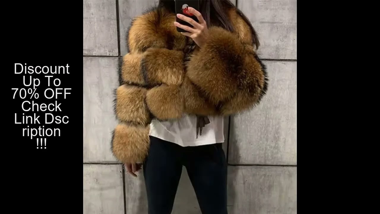 QUEENTINA Real Raccoon Fur Coat Winter New Outwears Women's Fashion Jacket High Quality Clothing Nat