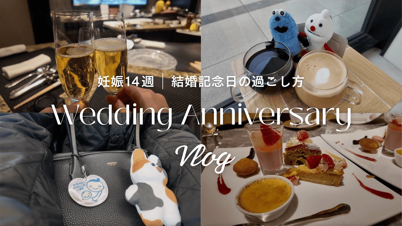 【妊婦vlog】結婚記念日の過ごし方💍💐✨お祝いランチ&セルフ写真館｜20代後半夫婦｜妊娠14週