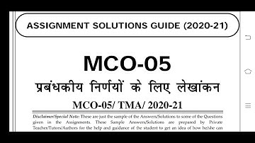 MCO 05 Ignou Solved Assignment 2020-21