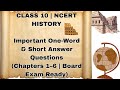 Class 10 History NCERT | Important One-Word &amp; Short Q&amp;A #boardexam  #socialstudies  #ncert  #history
