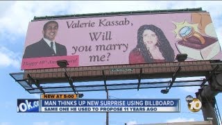 Man surprises wife for 10th anniversary with billboard he used to propose to her