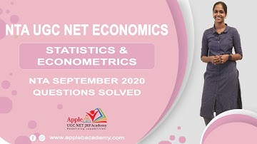 NTA UGC NET ECONOMICS - STATISTICS & ECONOMETRICS - NTA SEPTEMBER 2020 QUESTIONS SOLVED
