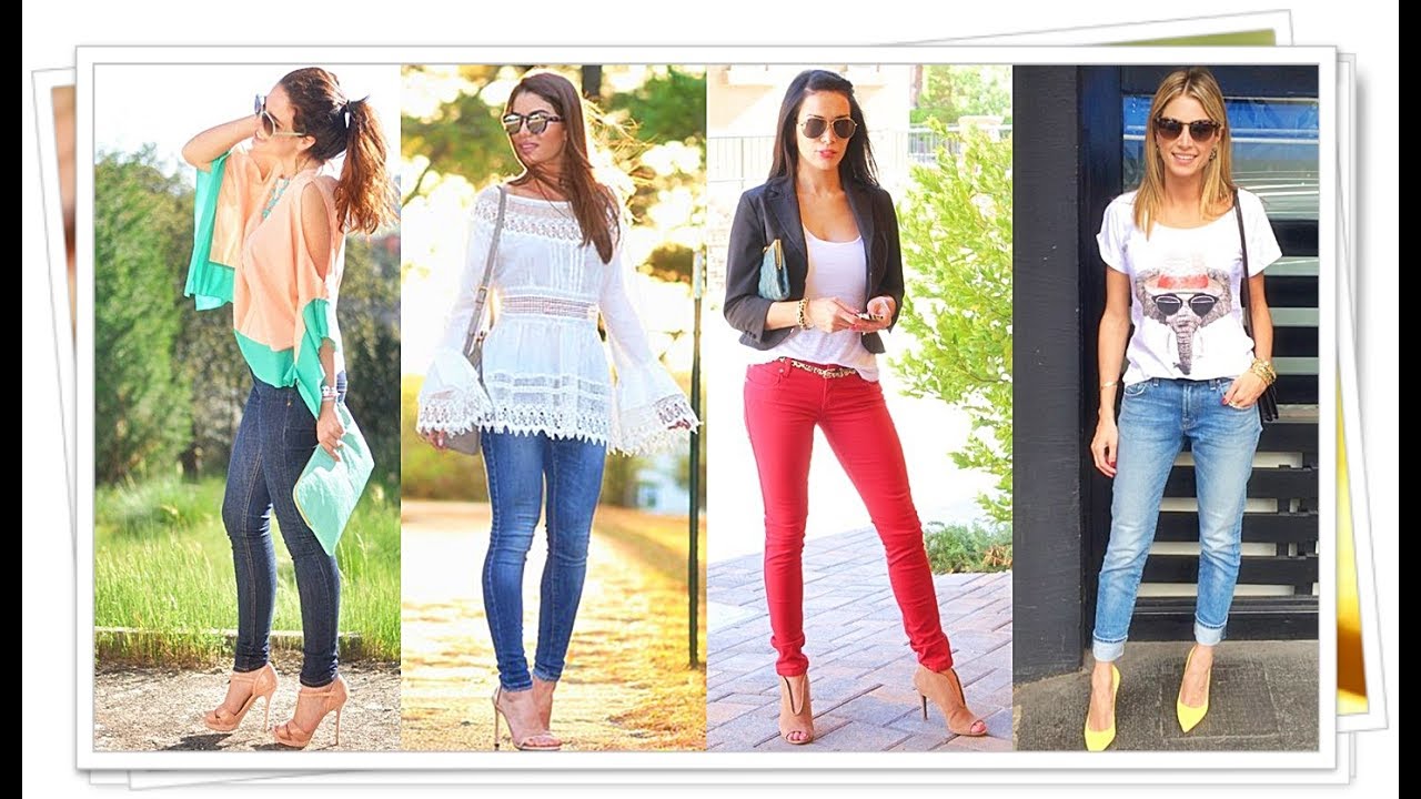 OUTFITS HERMOSOS CON JEANS Y TACONES DE MODA - YouTube