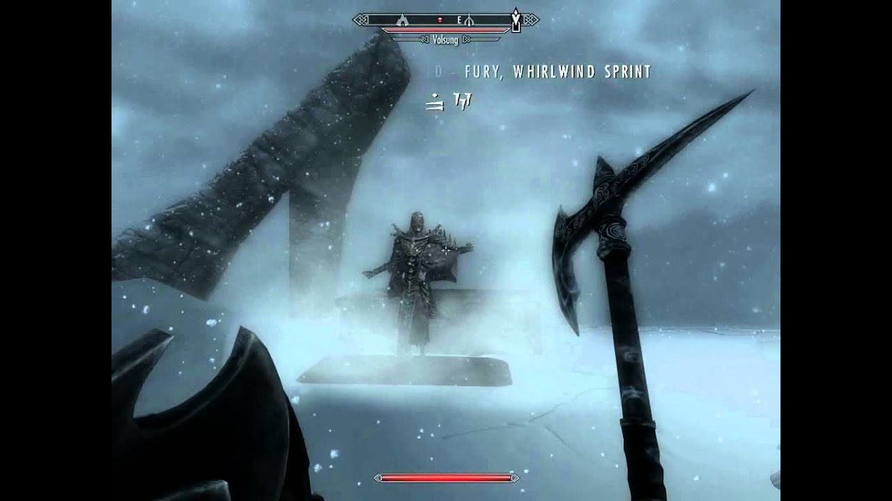 skyrim whirlwind sprint fury and volsung youtube