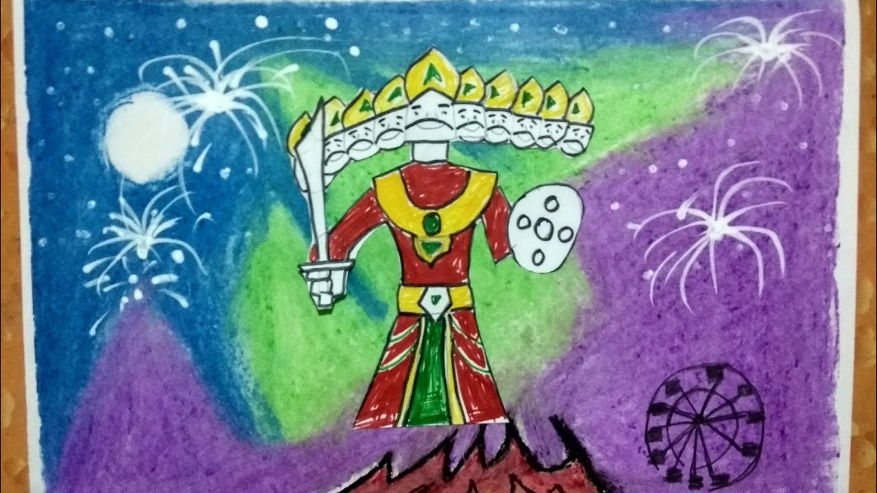 Ravan oil pastel drawing Dussehra special YouTube