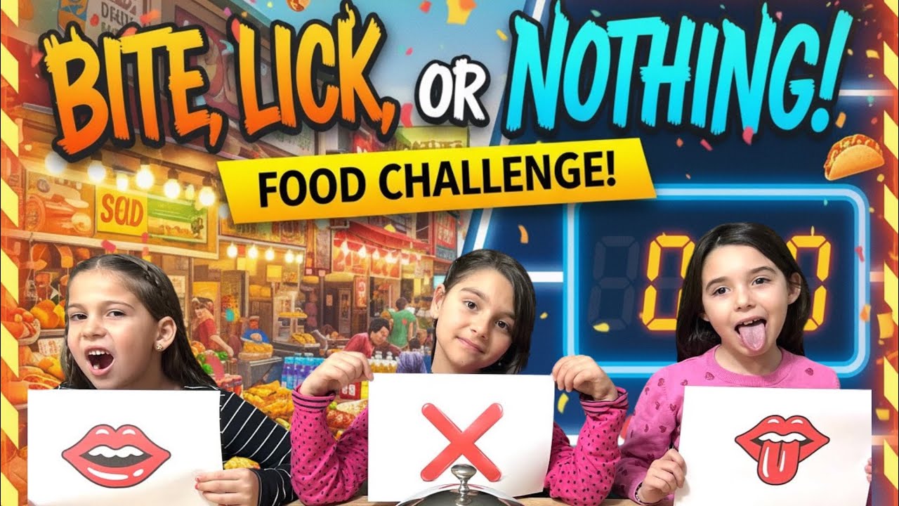 BITE LICK OR NOTHING FOOD CHALLENGE - ΔΑΓΚΩΣΕ ΓΛΥΨΕ Η ΤΙΠΟΤΑ #andriana Alena and Princess #challenge