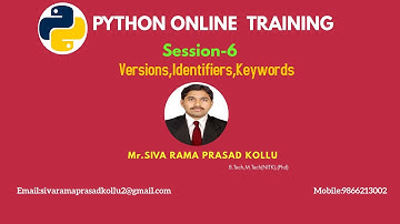 Python|Session 6 |Versions,Identifiers,Keywords|Mr.SIVA RAMA PRASAD KOLLU