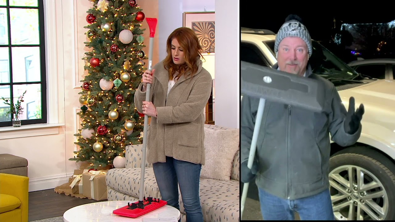 Snow Joe Compact Snow Broom w/ Ice Scraper and LED Light on QVC