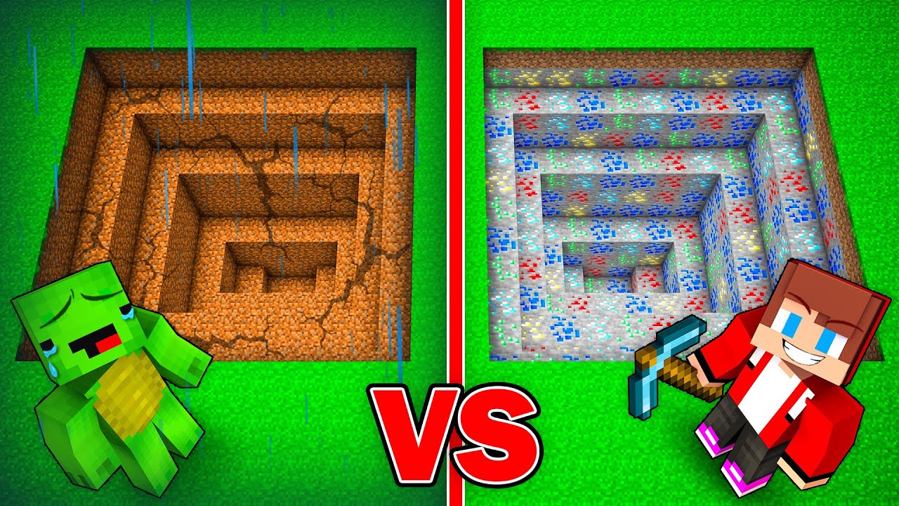 Секретная битва шахт Майки ПУРа против ДЖ. ДЖ. РИЧА в Minecraft (Maizen)