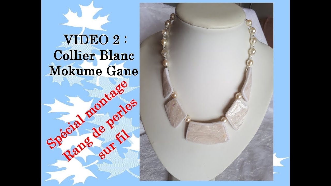 Collier Mokume Gane blanc vidéo 2 - Spécial montage rang de perles sur fil nylon.
